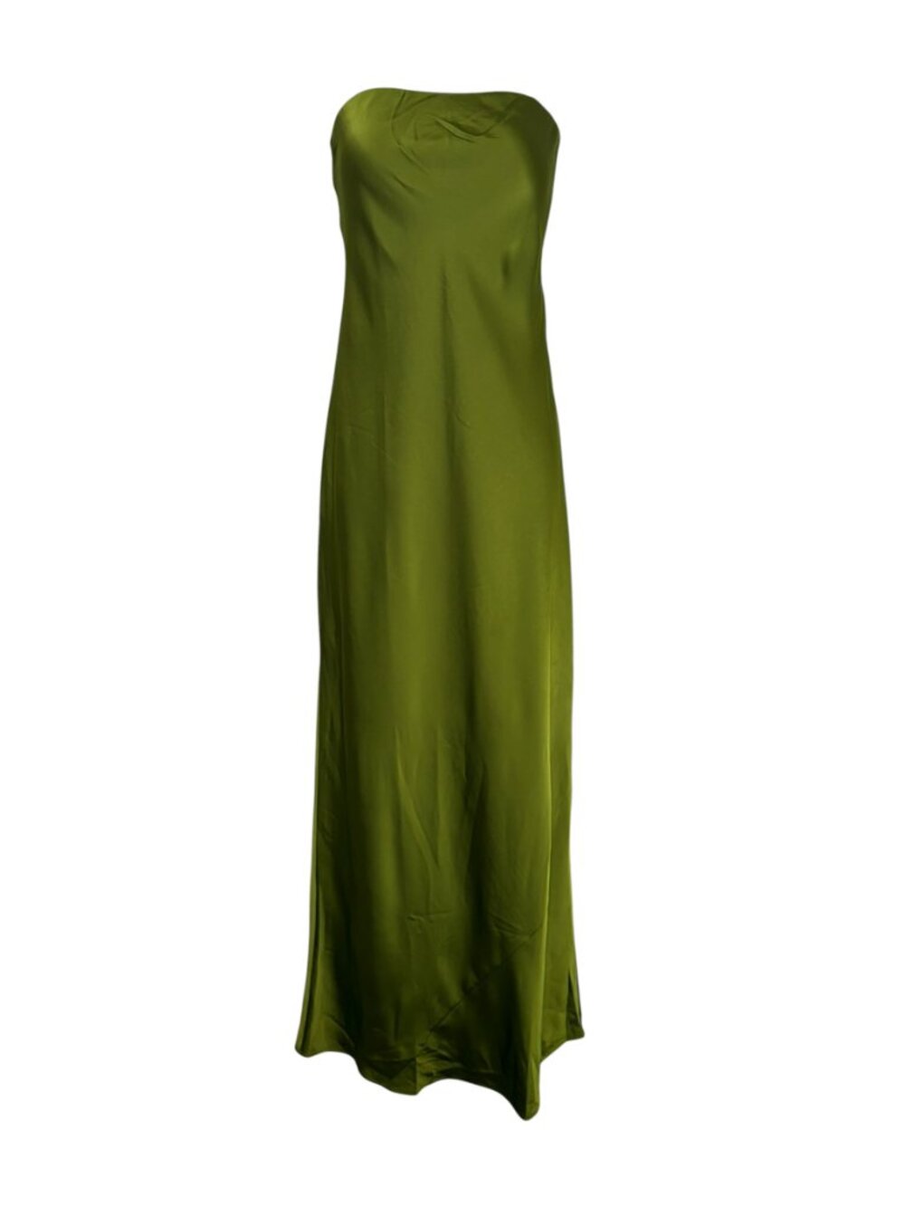 O.P.T Marice Strapless Satin Maxi Gown Clover Green Medium NWT - Picture 2 of 8